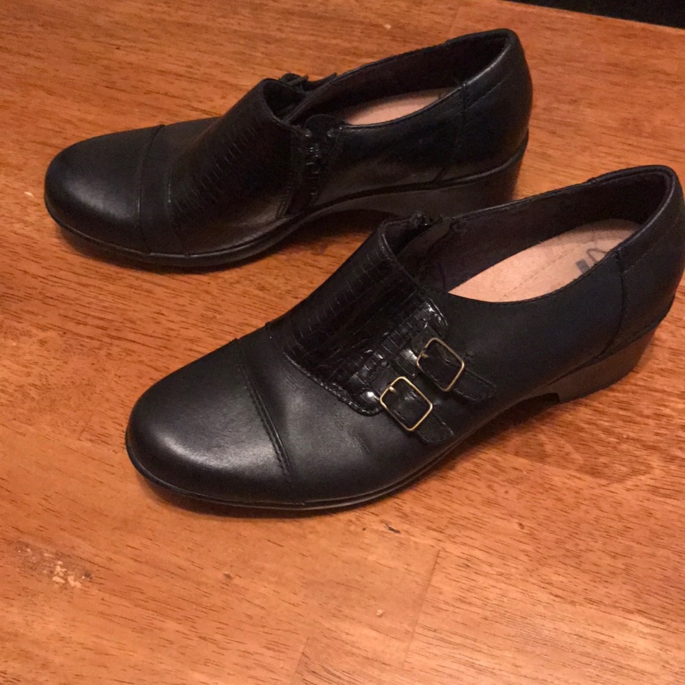 Black leather shoes